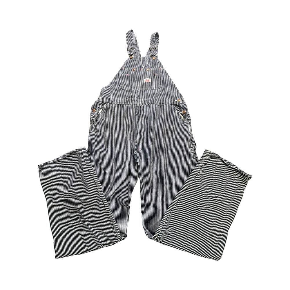 Round House Overalls Mens 42x34 Blue Hickory Stripe Denim Made in USA Western